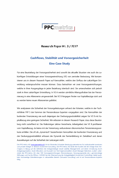 Cashflows, Stabilität und Vorsorgesicherheit - Eine Case Study